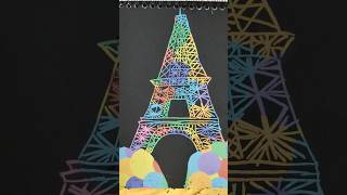 Eiffel tower 🗼 drawing in magic scrap book black paper scrap book drawing tracing drawing [upl. by Vokaay]