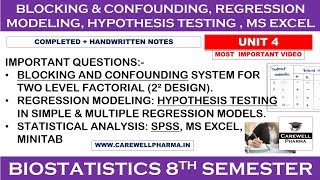 Unit 4 complete  biostatistics and research methodology 8th sem  Carewell Pharma [upl. by Atenik]