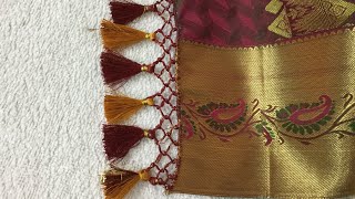 SAREE KUCHU DESIGN TASSELS MAKING EASY METHOD STEPS BY STEP AT HOME 🏠 [upl. by Anaihk]