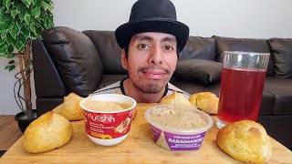 CRUNCHY BREAD BABA GANOUSH EGGPLANT DIP AND TOMATO HERBS VEGAN DIP MUKBANG EATING SHOW [upl. by Kerred]