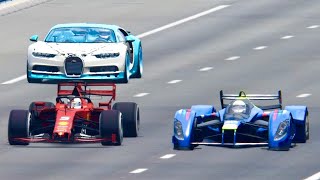 Ferrari F1 2019 vs Red Bull X2010 vs Bugatti Chiron  Drag Race [upl. by Rex]