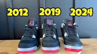 Air Jordan 4 Bred Comparison 2012 vs 2019 vs 2024 [upl. by Lizzy]