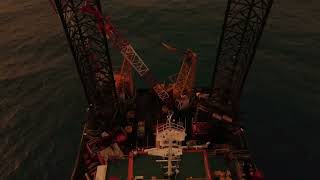 Liftboat Operation Seapup1 Aerial Footage [upl. by Namrac]