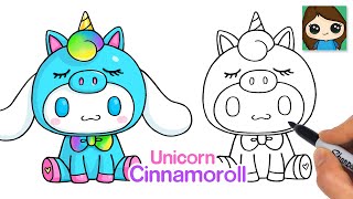 How to Draw Unicorn Cinnamoroll  Sanrio [upl. by Allerus]