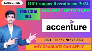 Accenture Recruitment 2024 for Freshers  Accenture Hiring 2024  PADA amp SASA Role for Freshers [upl. by Taub259]