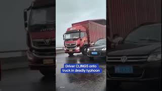 Driver CLINGS onto truck in deadly typhoon [upl. by Viquelia]