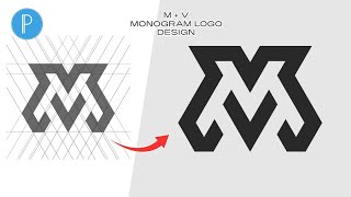 Pixellab Logo Design  MV Monogram Logo Design In Pixellab  Pixellab Tutorial [upl. by Allicerp]