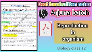 reproduction in organism notes biology class 12 chapter 1 notesPW Arjuna batch class 12th notes [upl. by Yale]