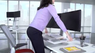 Humanscale QuickStand HeightAdjustable Monitor Workstation at HuntOfficeie [upl. by Yruj]