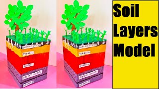 soil layers model making science project  soil profile best out of waste  howtofunda  still [upl. by Narih532]