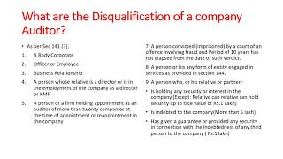 Qualification and Disqualification of company Auditor [upl. by Leinadnhoj]