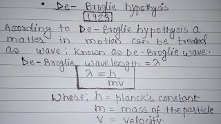 DeBroglie hypothesis in Hindi derivation and its numricals [upl. by Arihay190]