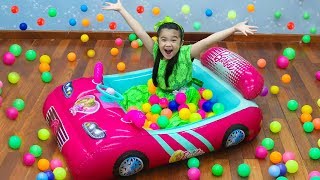 Hana Pretend Play w Barbie Car Inflatable Ballpit Ball Toys for Kids [upl. by Soalokcin446]