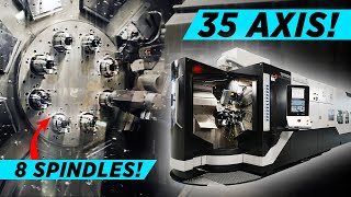 GIANT 35 AXIS 8 SPINDLE MultiSwiss CNC Machine [upl. by Urbana61]