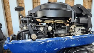 99HP Evinrude Outboard test ran after a carburetor cleaning and new waterpump Runs great [upl. by Gaige439]