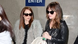 Fresh Off Fashion Week Forward Into Oscars Dakota Johnson And Julianne Moore Return To LA [upl. by Zirtaeb]