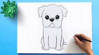 BullDog Drawing Easy  How to Draw an American Bulldog Puppy [upl. by Ashford]