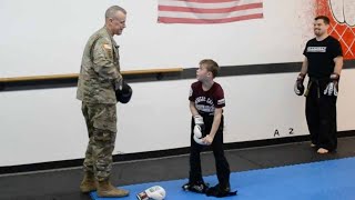 Sergeant Surprises Son In Taekwondo Lesson [upl. by Manuel]