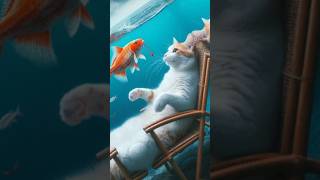 cute cat enjoy with fish 🐠🐠🐟 enjoy cat kitten catlover youtubeshorts shortvideo [upl. by Eitteb966]