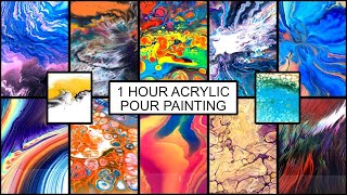 1 Hour Satisfying Acrylic pour Painting with Different Techniques and Results [upl. by Nnairac938]