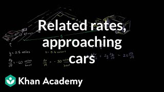 Related rates Approaching cars  Applications of derivatives  AP Calculus AB  Khan Academy [upl. by Tupler]