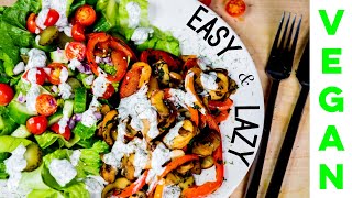 Easy Lazy VEGAN Meal 2  SAUTEED VEGGIES SALAD WITH TZATZIKI DRESSING  Vegan Michele [upl. by Glenn]