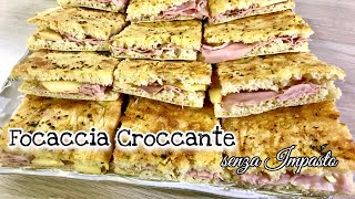 FOCACCIA CROCCANTE SENZA IMPASTO ricetta facile CRISPY FOCACCIA  Tutti a Tavola [upl. by Eiznil]