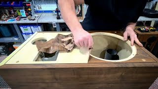 Cerwin Vega D9 Restoration Part 2 Stripping Vinyl Veneer [upl. by Ekul]