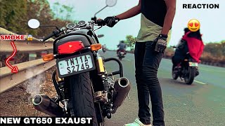 BOUGHT NEW GT650 😱 EXAUST 🎉  REACTION 😍 20000 RUPEES🥵  SMOKE FROM EXAUST😱 UNKNOWNRIDER [upl. by Retsila935]