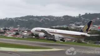 INAUGURAL  Singapore Airlines 777200ER Landing at Wellington Airport [upl. by Neras137]