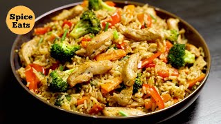 STIR FRY CHICKEN RICE  STIR FRY CHICKEN RICE WITH VEGETABLES  FRIED RICE [upl. by Dnar]