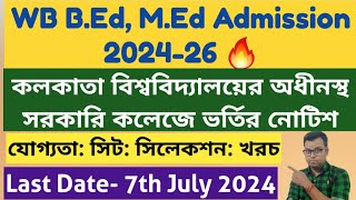 WB BEd Admission 202425 Calcutta University BEd Admission 2024 WB MEd Admission 2024 BSAEU [upl. by Thibaud]