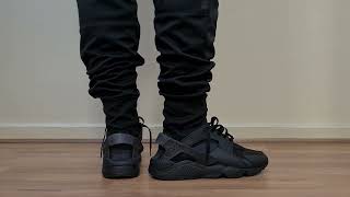 NIKE AIR HUARACHE TRIPLE BLACK ON FOOT [upl. by Aiki648]