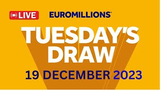 The National Lottery EuroMillions draw live Tuesday 19 Dec 2023  euromillions live tonight [upl. by Koziara471]