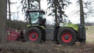 Claas Xerion 5000 mit Forstausüstung und ahwi Forstmulcher [upl. by Attelliw]