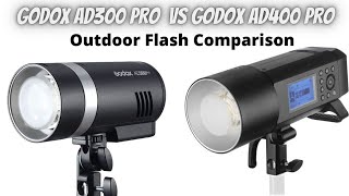 godox ad300pro vs godox ad400pro outdoor ttl hss wireless battery powered flash strobe comparison [upl. by Ilak]