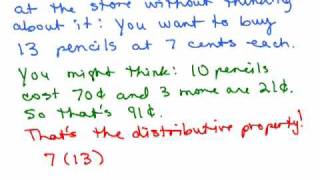 Distributive Property Part 1  pos numbers [upl. by Nitneuq657]