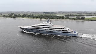 4K  Yacht FLYING FOX  Project SHU back from Seatrail  Lürssen shipyard [upl. by Orual]