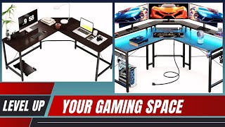 Best Budget LShaped Gaming Desk  Maximize Your Gaming Setup [upl. by Nwaf]