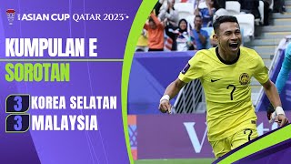 Sorotan Perlawanan  Korea Selatan 3  3 Malaysia  Piala Asia Qatar 2023 [upl. by Eahsan]