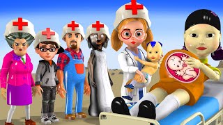 Scary Teacher 3D vs Squid Game Rescuing Pregnant DOLL Give Birth With Dr Tani 5 Times Challenge [upl. by Kcirttap]