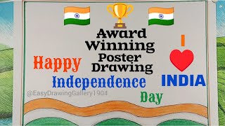 Independence Day Drawing Easy StepsHow to draw Independence day posterSwatantrata Diwas Drawing [upl. by Nonnerb]