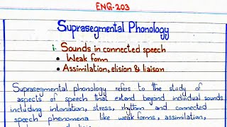 Suprasegmental Phonology  Sounds in connected speech ENG203 pu [upl. by Nilkcaj524]