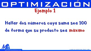 Optimización  Ejemplo 1  Producto máximo [upl. by Ayojal]