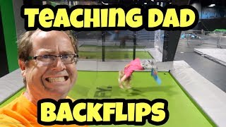 Lylah Teaches Dad Backflip Tricks at DEFY Thornton [upl. by Trab]