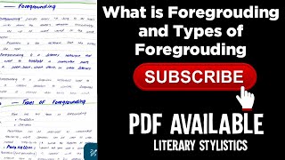 What is Foregrounding Meaning of Foregrounding  Types of Foregrounding [upl. by Artemed716]