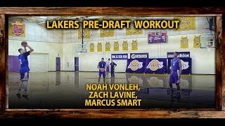 Lakers PreDraft Workout Marcus Smart Zach LaVine Noah Vonleh Shoot Around [upl. by Eocsor971]