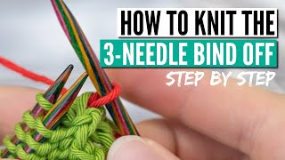 How to knit the 3 needle bindoff continental  how to use it for garter stitch or ribbings [upl. by Mady]