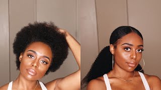 How To DrawString Ponytail on Short Natural 4b4c Hair [upl. by Anaidiriv388]