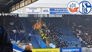 Ausschreitungen im Ostseestadion Hansa Rostock  Schalke 04  Gästefans werfen mit Pyro [upl. by Lody13]